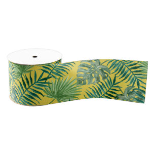 Cool Tropical Palm Leaves design Gros Grain Ribbon Grosgrain Ribbon