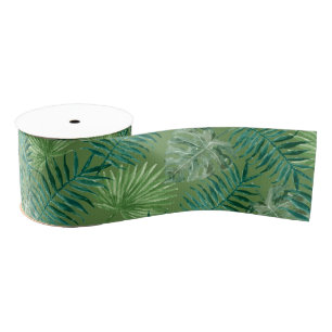 Cool Tropical Palm Leaves design Gros Grain Ribbon Grosgrain Ribbon