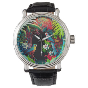 Cool Tropical Parrots Rainforest Art Watch