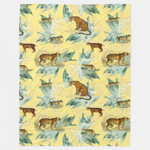Cool Tropical Safari Wild Cats Tiger Yellow Fleece Blanket