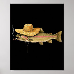 Cool trout fish smoking outdoor angler humour art poster