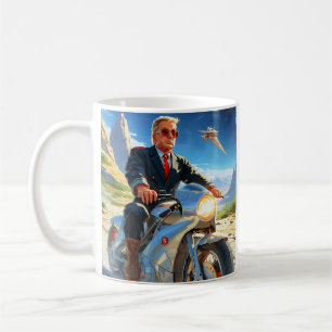 cool Trump Motorcycle Alien Planet Spaceship MAGA Coffee Mug