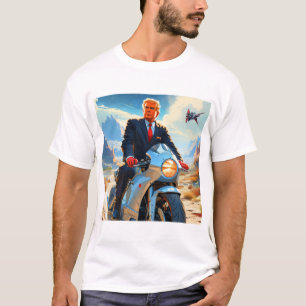 cool Trump Motorcycle Alien Planet Spaceship MAGA T-Shirt