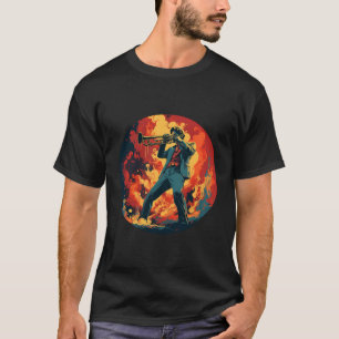 Cool Trumpet Music With Flames For Musicans And Co T-Shirt