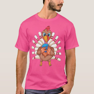 Cool Turkey Bowling Pin Feathers Funny Thanksgivin T-Shirt