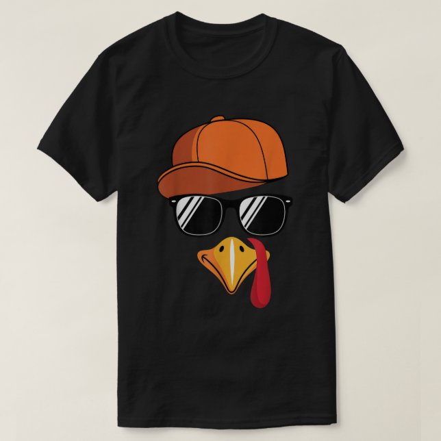 Cool Turkey Face Funny Thanksgiving Disguise Tee (Design Front)