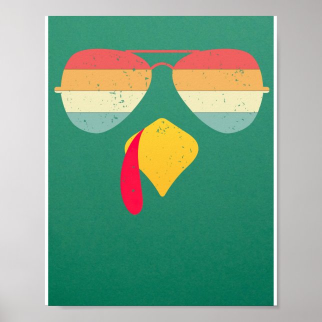 Cool Turkey Face With Sunglasses Funny Thanksgivin Poster (Front)