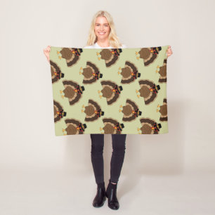 Cool Turkey Thanksgiving fun brown green pattern Fleece Blanket