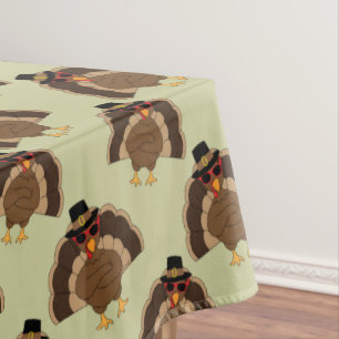 Cool Turkey Thanksgiving fun brown green pattern Tablecloth