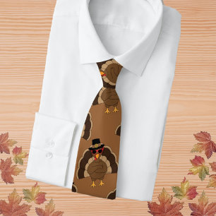 Cool Turkey Thanksgiving fun brown pattern Tie