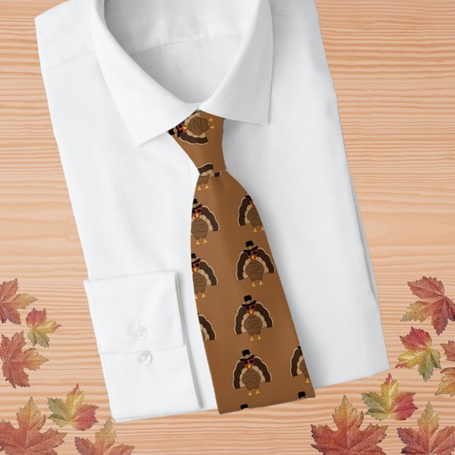 Cool Turkey Thanksgiving fun brown pattern  Tie (Cool Turkey Thanksgiving fun brown pattern Neck Tie by PLdesign, custom gift for him.)