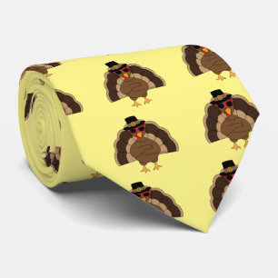 Cool Turkey Thanksgiving fun yellow pattern  Tie