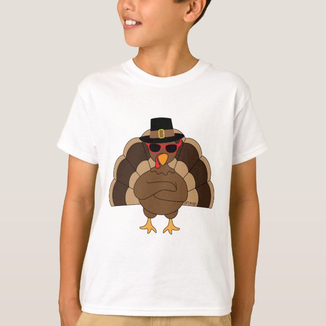Cool Turkey with sunglasses Happy Thanksgiving T-Shirt (Front)