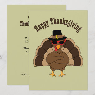 Cool Turkey with sunglasses Thanksgiving Invite