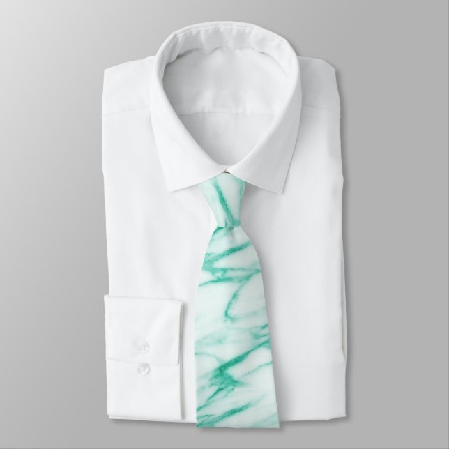 Cool Turquoise Alabaster Marble Pattern Tie (Tied)