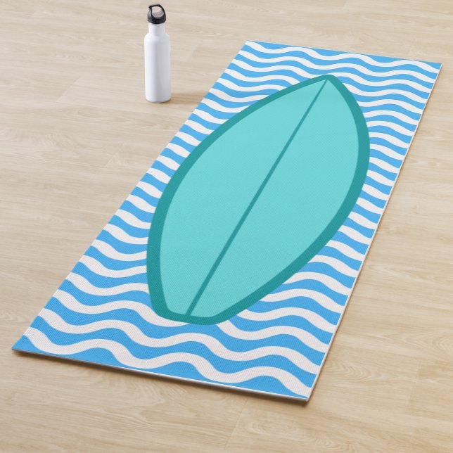 Cool Turquoise Blue Waves Surfing Yoga Mat (In Situ)