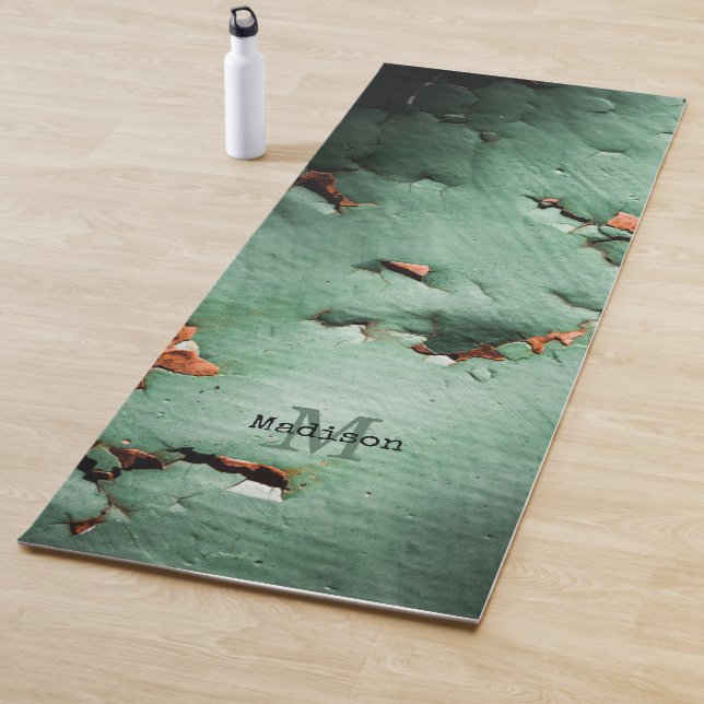 Cool turquoise brown rusty metal Monogram Yoga Mat (In Situ)