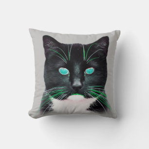 Cool Turquoise Eyed Cat Double Sided Cushion