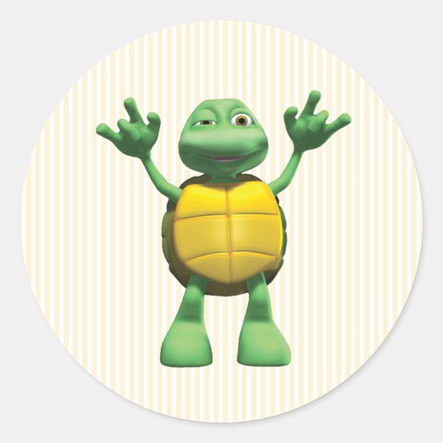 Cool Turtle Classic Round Sticker (Front)