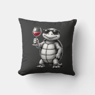 cool turtle drinking red wine art print_1 (1) cushion