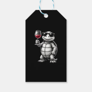 cool turtle drinking red wine art print_1 (1) gift tags