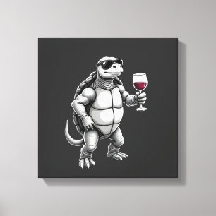 cool turtle drinking red wine art print_1 (3) canvas print