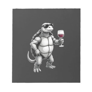 cool turtle drinking red wine art print_1 (3) notepad
