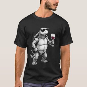 cool turtle drinking red wine art print_1 (3) T-Shirt