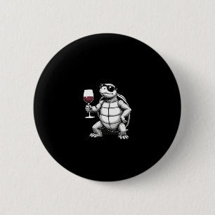 cool turtle drinking red wine art print_1 (4) 6 cm round badge