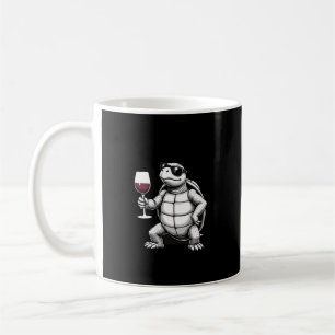 cool turtle drinking red wine art print_1 (4) coffee mug