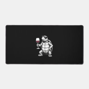 cool turtle drinking red wine art print_1 (4) desk mat