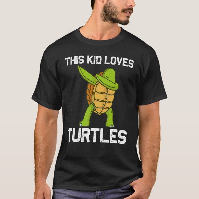 Cool Turtle For Kids Boys Dabbing Sea Tortoise She T-Shirt (Front)