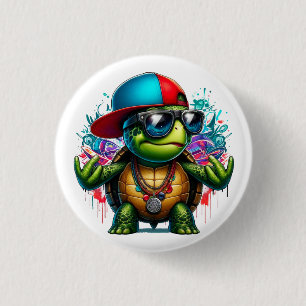 cool turtle hip hop 3 cm round badge
