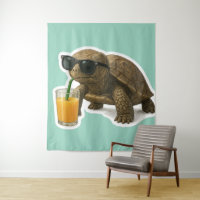 Cool Turtle Sipping Juice Sticker