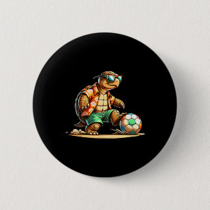 Cool Turtle Soccer Player With Sungles 6 Cm Round Badge
