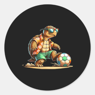 Cool Turtle Soccer Player With Sungles Classic Round Sticker