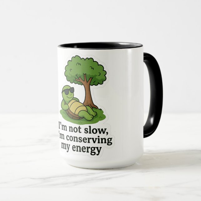 Cool Turtle Sticker Mug (Front Right)