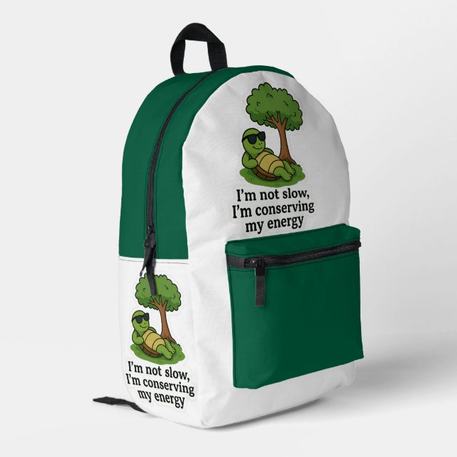 Cool Turtle Sticker Printed Backpack (Back Corner Left)