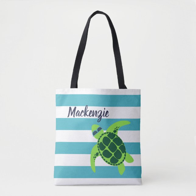 Cool Turtle with Glasses Tote Bag (Front)