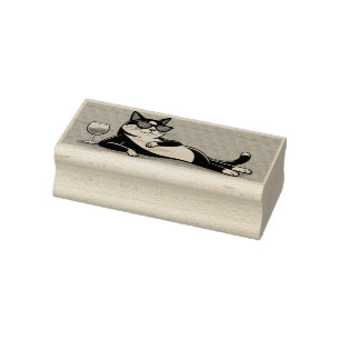 Cool Tuxedo cat rubber stamp