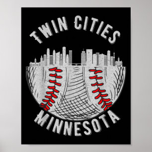 Cool Twin Cities Minnesota Mn Baseball Skyline St  Poster