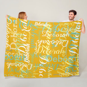 Cool Typography Color Names mustard yellow Fleece Blanket