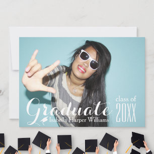 Cool Typography Graduation Photo Class of 20XX Invitation