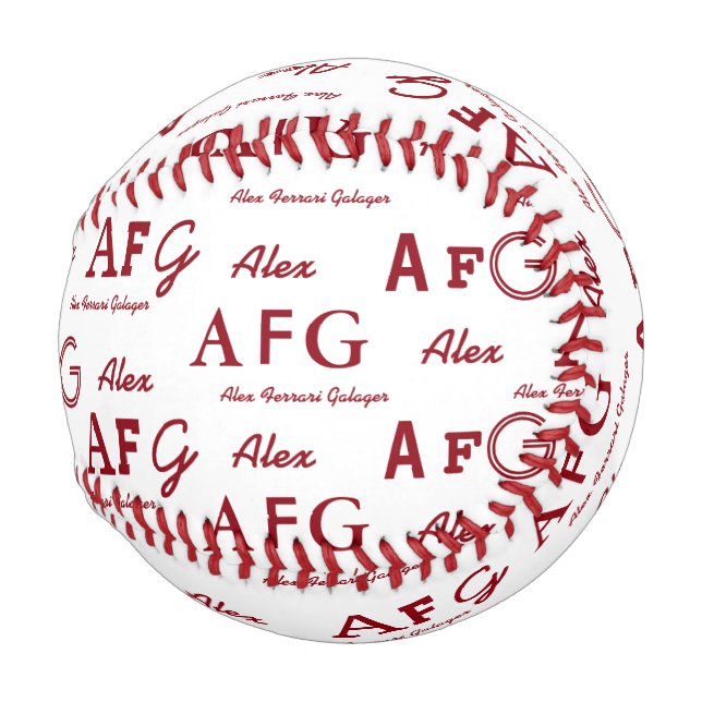 cool typography pattern of names personalised baseball (Front Right)