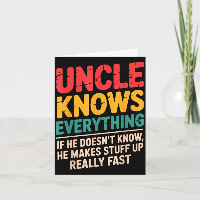 Cool Uncle Design For Uncle Men From Nephew Niece  Card (Front)