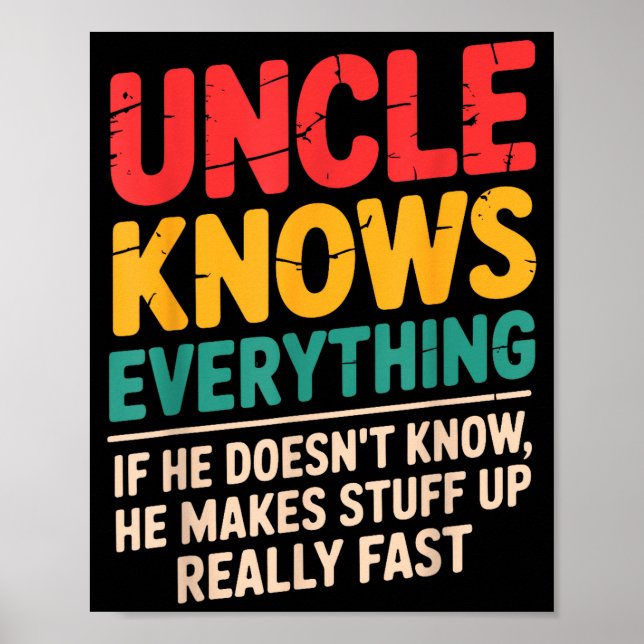 Cool Uncle Design For Uncle Men From Nephew Niece  Poster (Front)