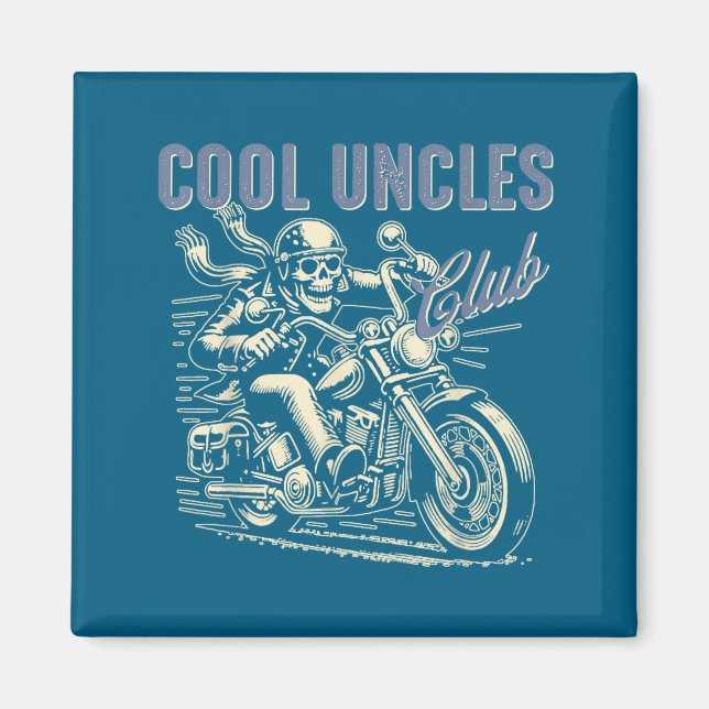 Cool Uncles Club Biker Uncle Retro Uncle Riding Mo Magnet (Front)