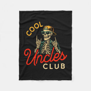 Cool Uncles Club Shirt Funny Skeleton Retro Uncle Fleece Blanket