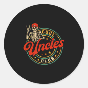 Cool Uncles Club Shirt Retro Funny Skeleton New Un Classic Round Sticker