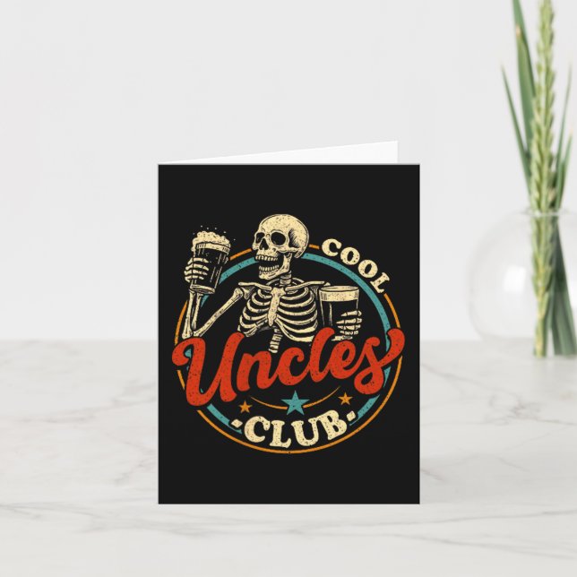 Cool Uncles Club Shirt Uncle Skeleton Men Fathers  Card (Front)